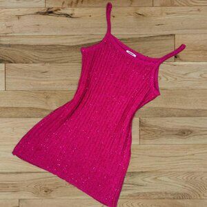 RUMORED Palm Beach Bright Pink sequin coverup mini dress in fucsia ⭐️  tagged si